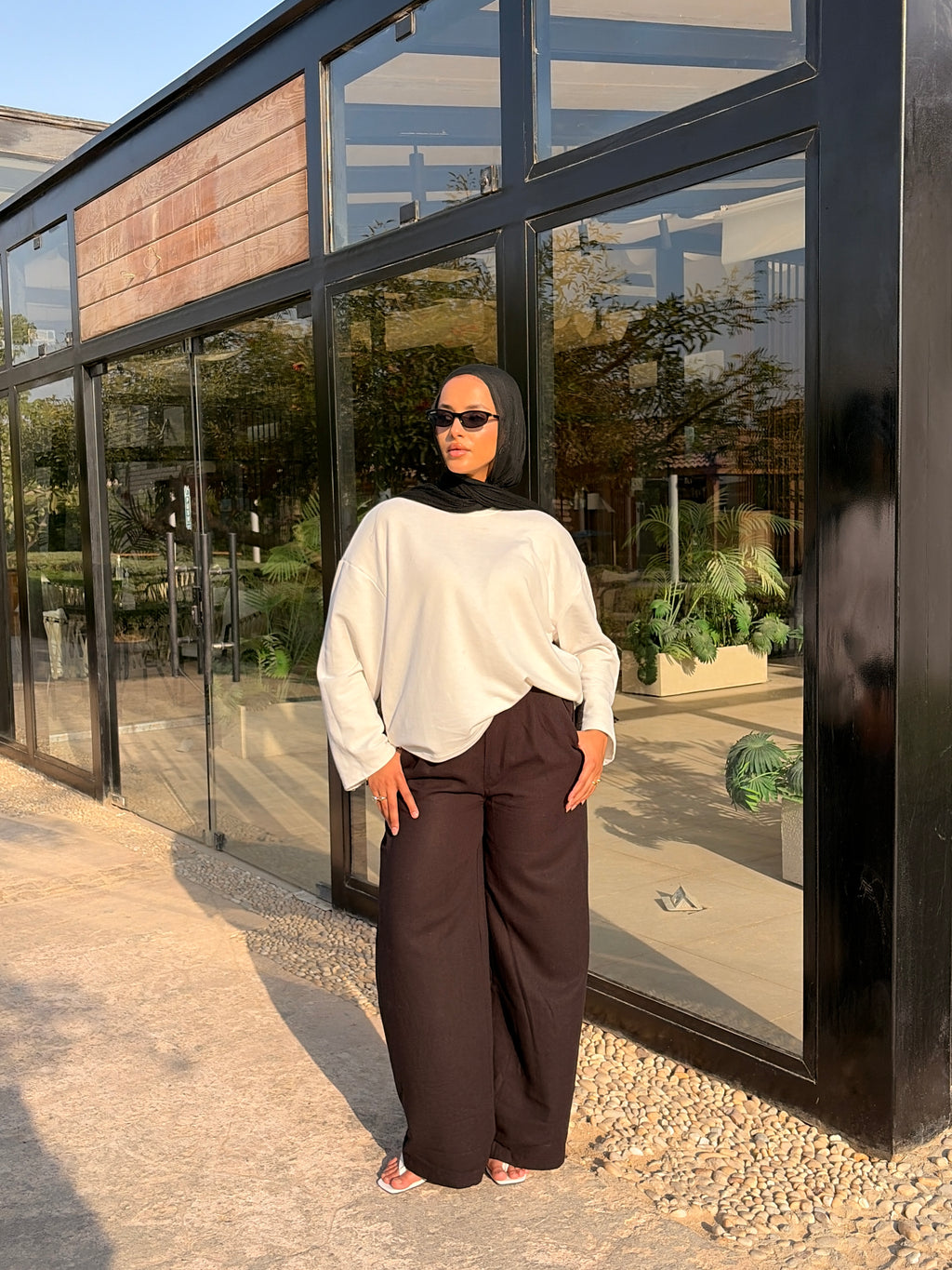 Tailored linen pants Black