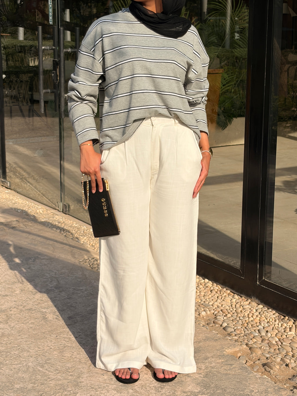 Tailored linen pants white (double layered)