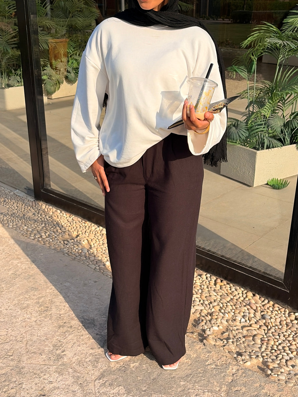Tailored linen pants Black