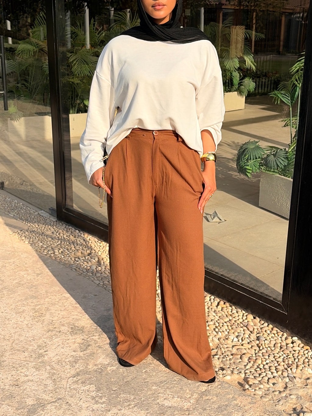 Tailored linen pants Brown