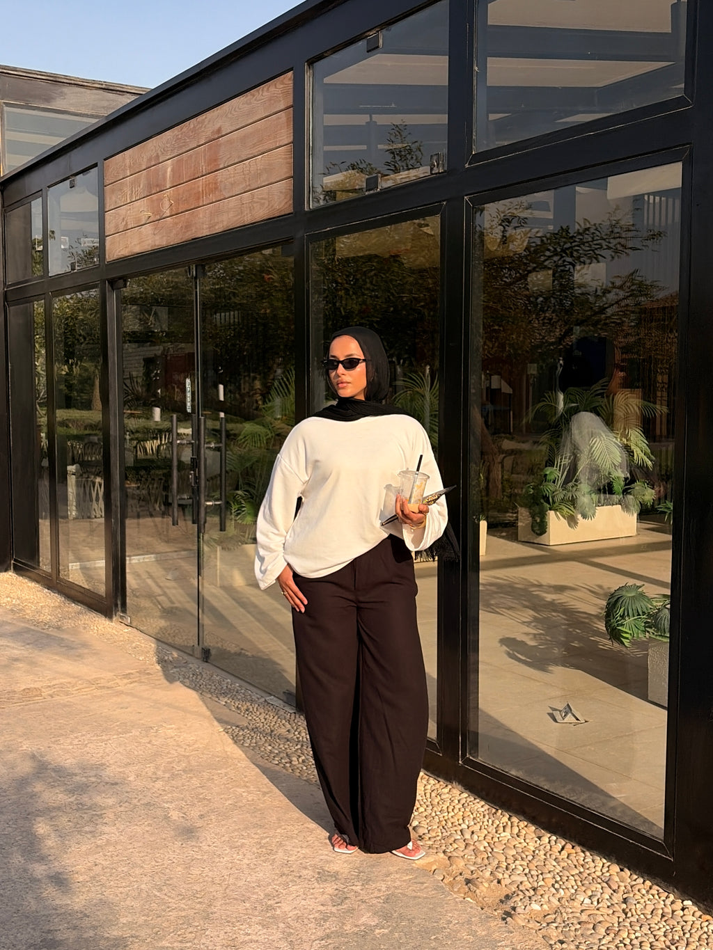 Tailored linen pants Black
