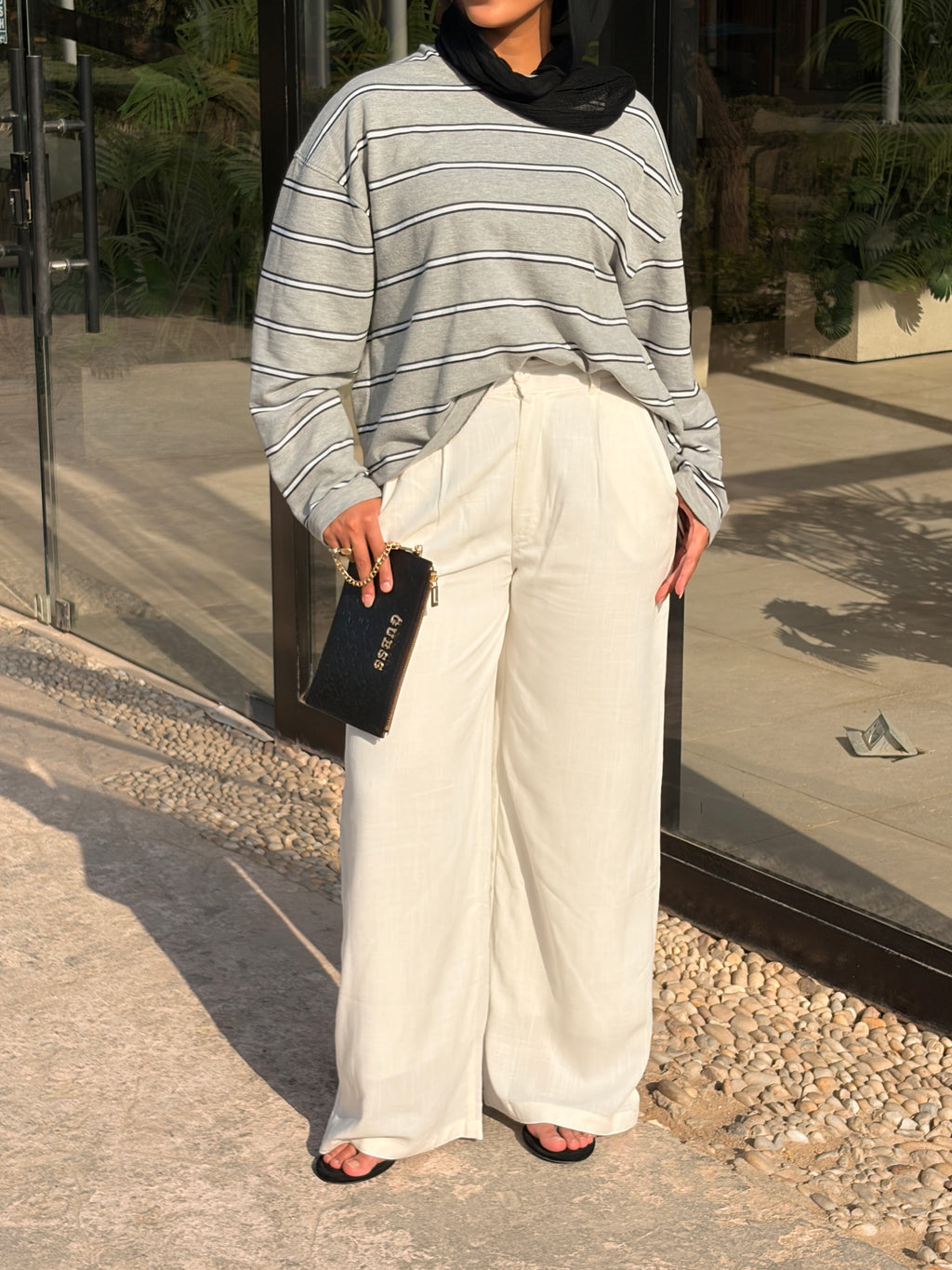 Tailored linen pants white (double layered)