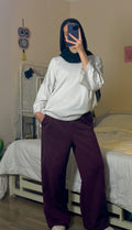 Wide-Leg Sweetpants Burgandy