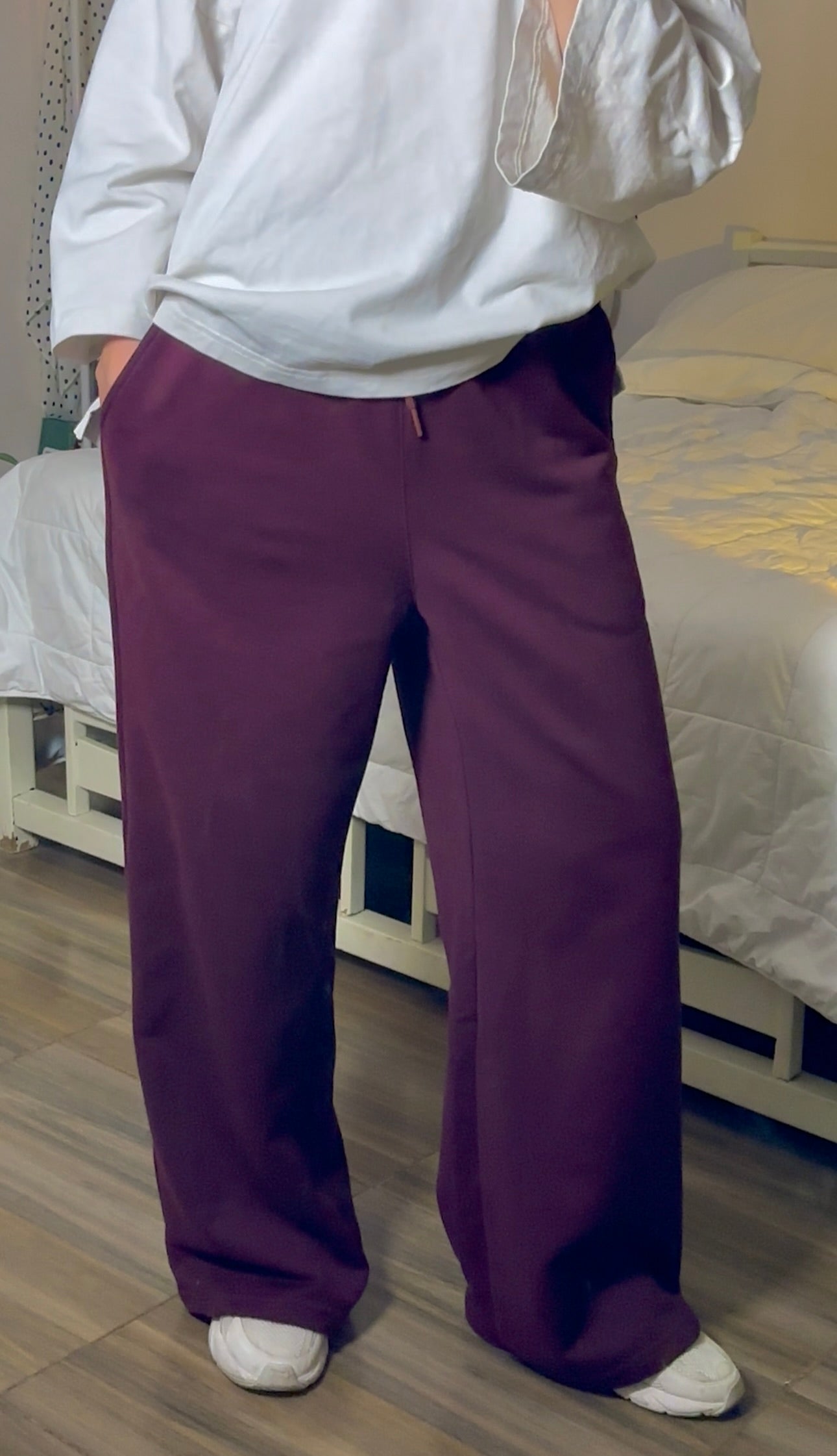 Wide-Leg Sweetpants Burgandy