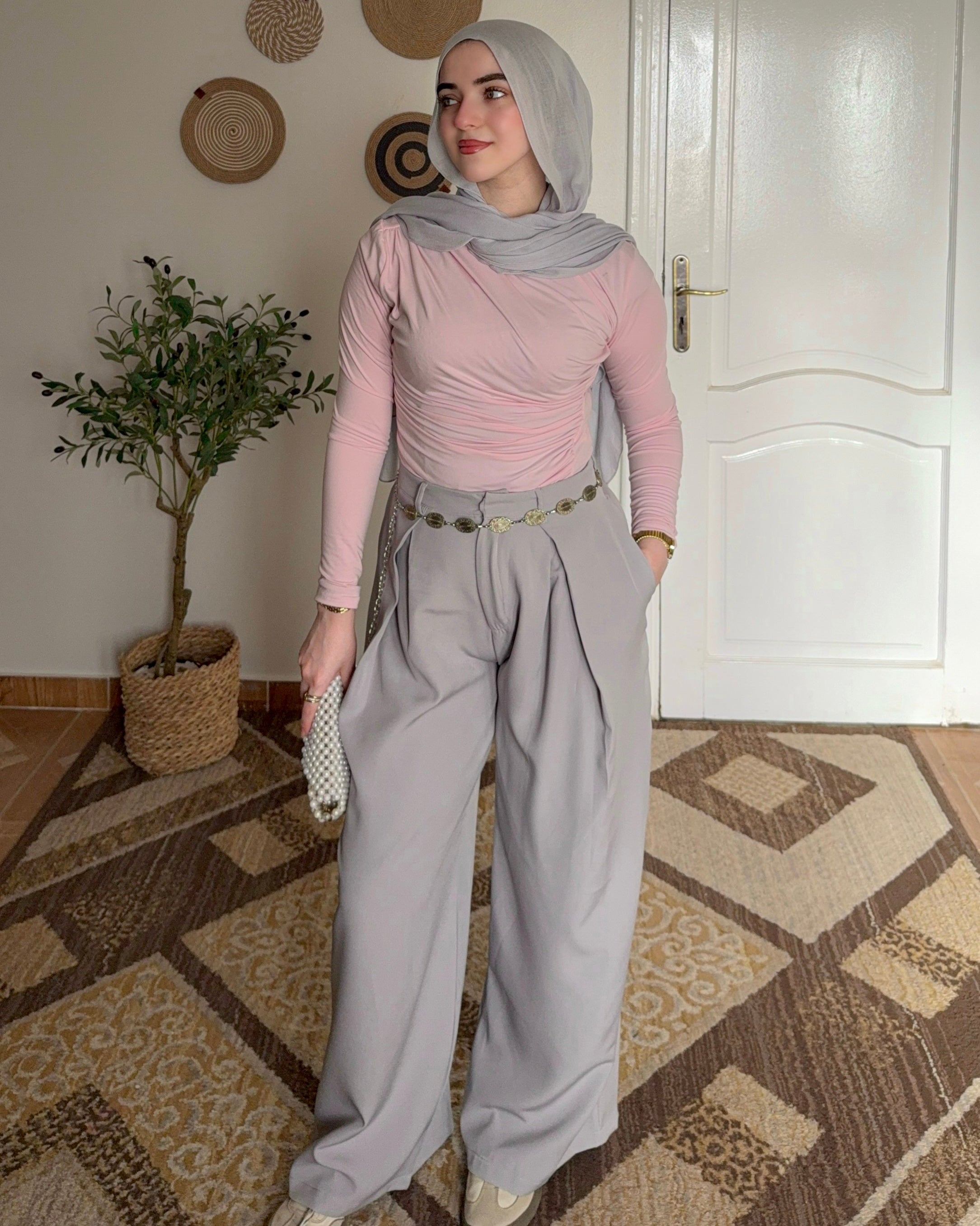Maxi Dart Pants Light Gray