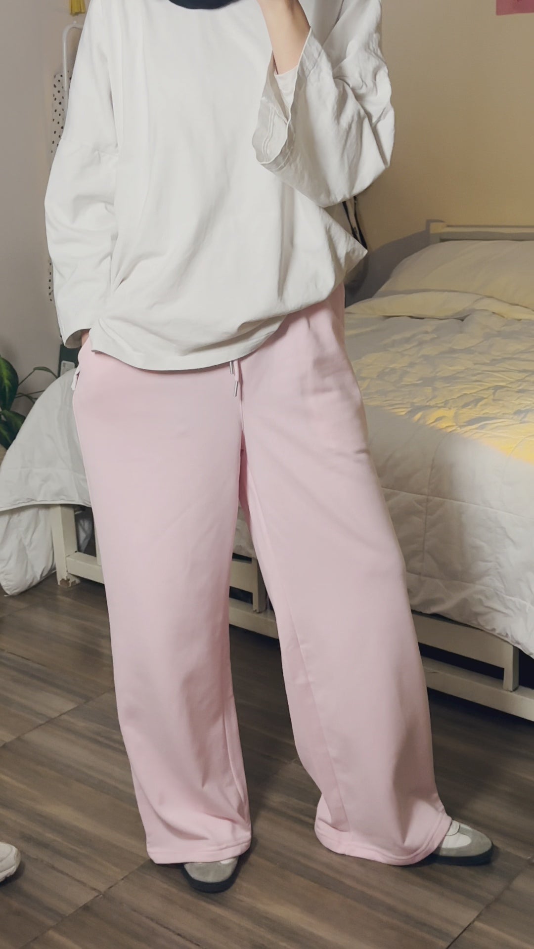 Wide-Leg Sweetpants Pink