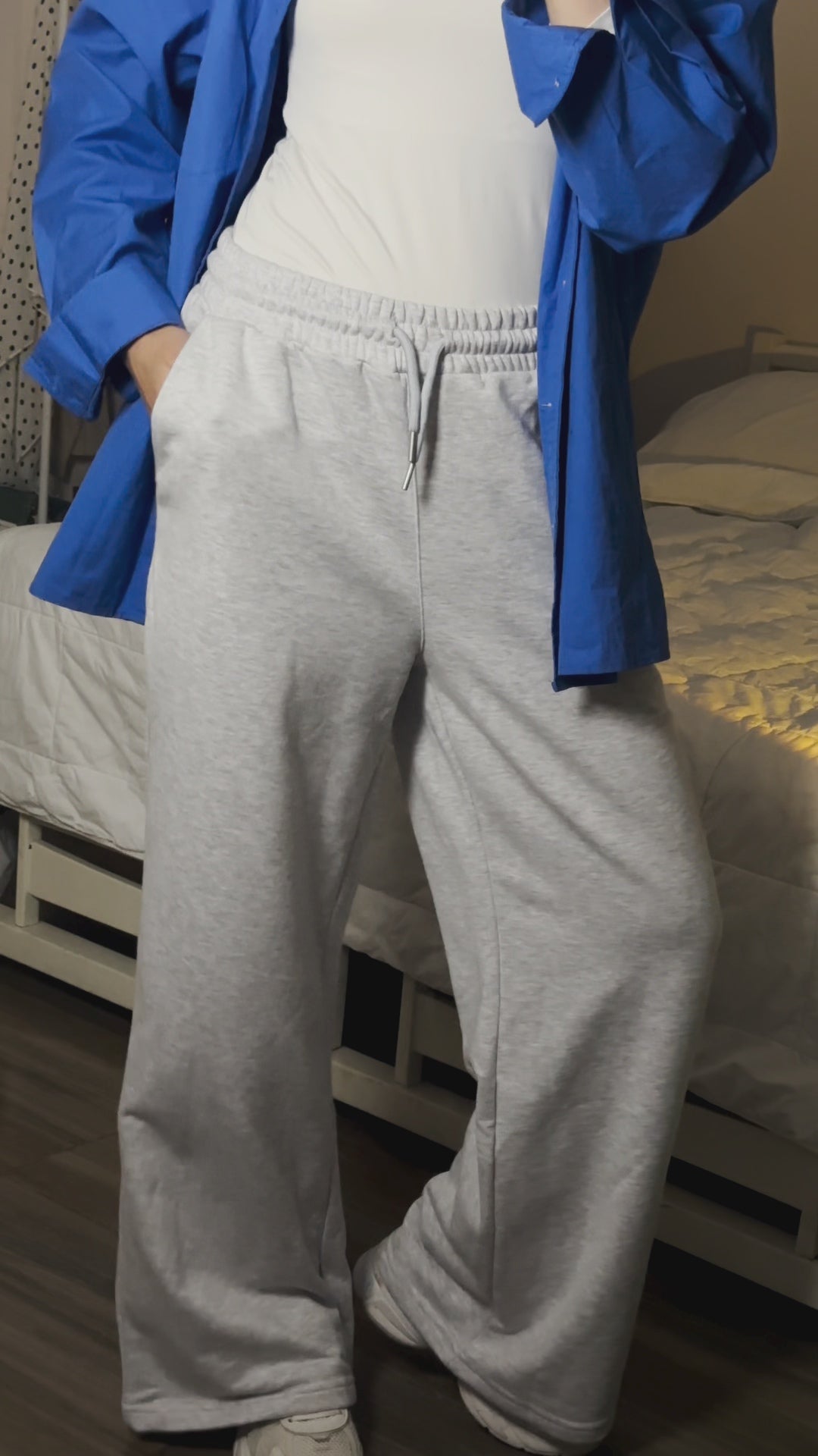 Wide-Leg Sweetpants Gray