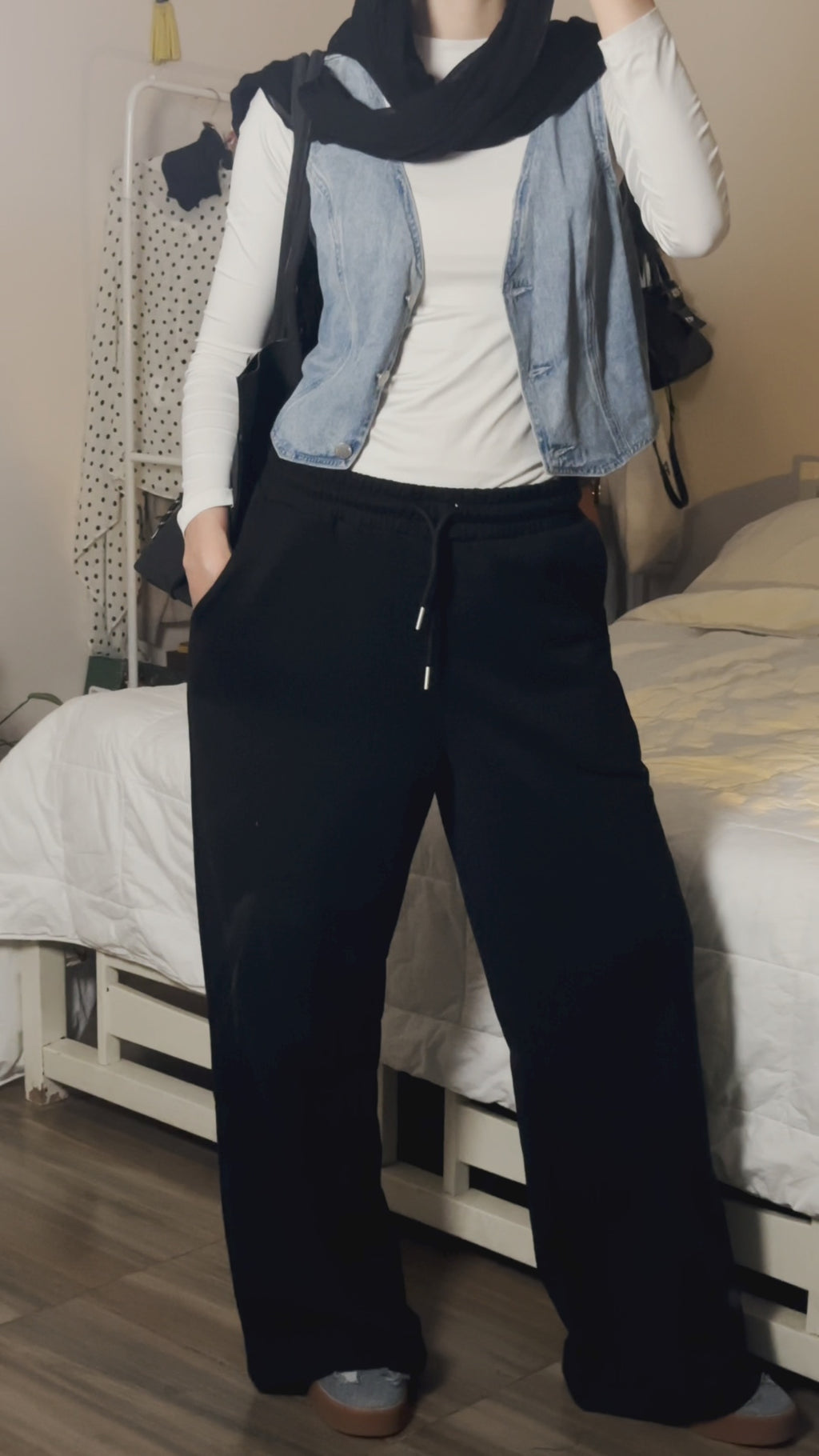 Wide-Leg Sweetpants Black