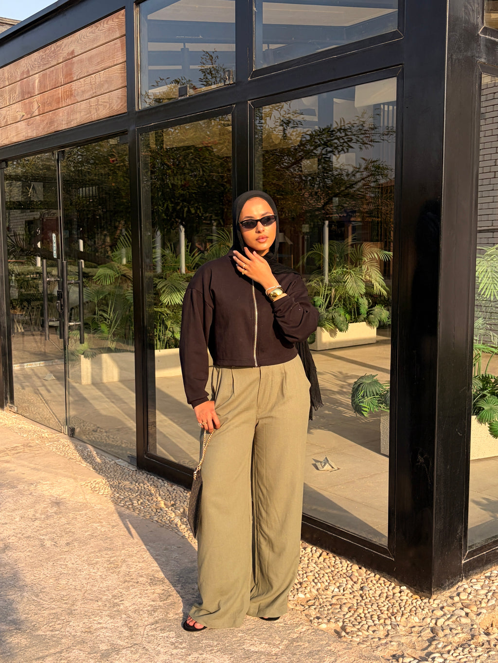 Tailored linen pants olive
