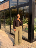 Tailored linen pants olive